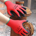Seeway Industrial Crinkle Latex Safety Work Gloves Factory Wholesale 13G Red Polyester Black Construction Gloves XL Size Coated