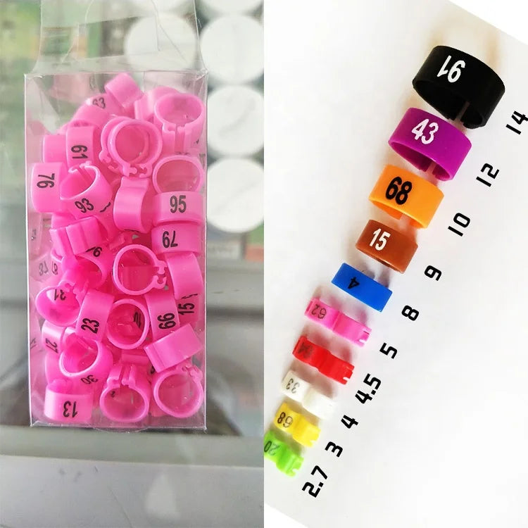 Bird Ring Plastic Open Bird Foot Rings Digital Number Rings 8mm 9mm Finch Leg Band Pigeon