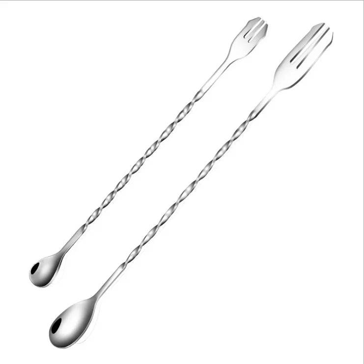 DaoQi Custom Mirror Polish Stainless Steel Eco-Friendly Stir Sticks Tea Cocktail Spoon Spiral Mixing Bar Spoon for Parties