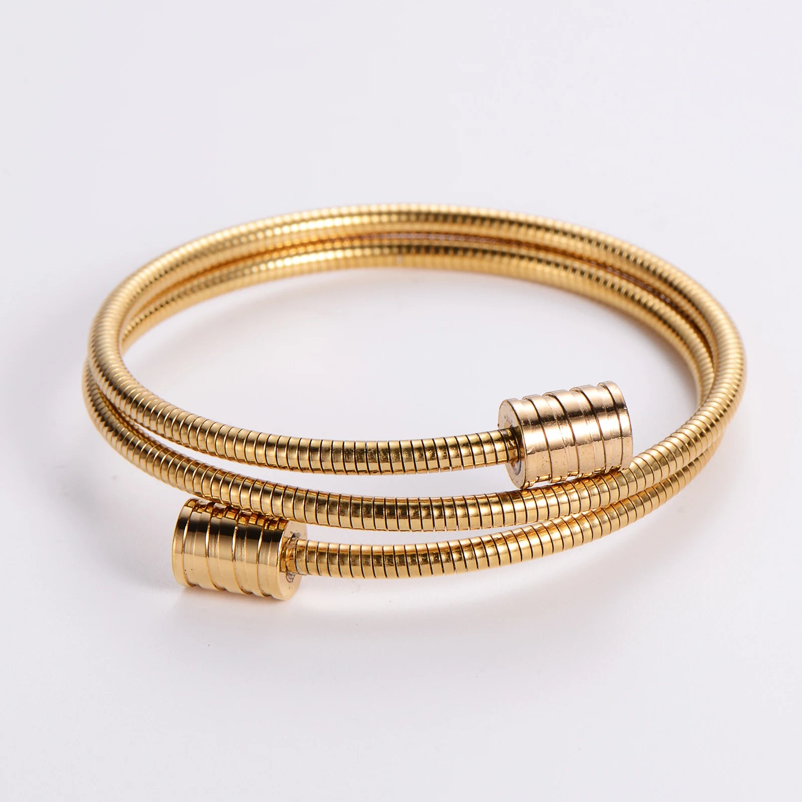 ORDRM Gold Stainless Steel Cable Wire Twisted Cuff Bracelet