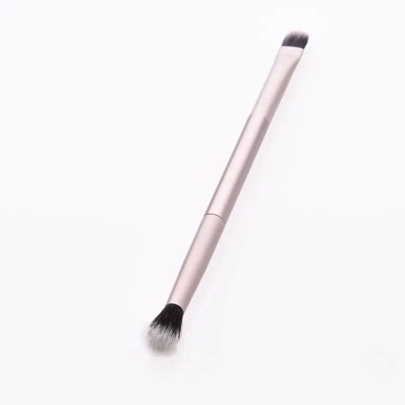 Best Selling Single Champagne Double-ended Super Soft Synthetic Hair Eyeshadow Brush Plastic Handle Angular Blush Face Makeup