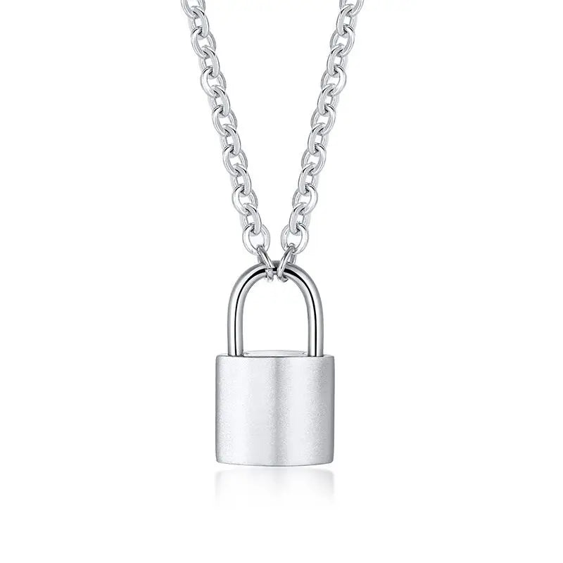 Premium Quality Stainless Steel Punk Rock Gothic Style Padlock Pendant Choker Chain Necklace Ready to Ship for Gift or Party