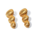 J&D Clean Fit Waterproof 18K Gold Plated PVD Stainless Steel Chunky Jewelry Big Line Texture Earring Women
