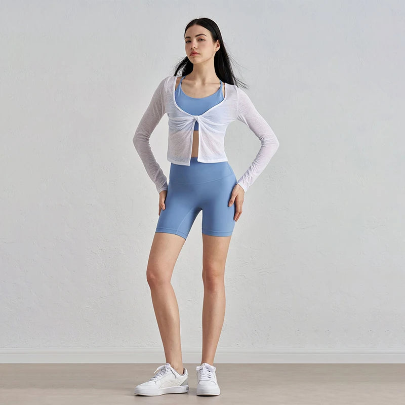 XW-ADCX52021 Summer Loose Fit Womens Activewear Lightweight Breathable Twist Design Sports Sweat Shirts Yoga Crop Top for Girls