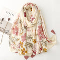 Wholesale 2023 Latest Womens Cotton Scarves Fashion Summer Soft Shawl Scarf Floral Printed Long Foulard Pour Femm Voile
