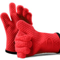 Kitchenware Red Non-Slip Silicone Grip Oven Mitts Heat Resistant Cooking Gloves Smoker Oven Gloves