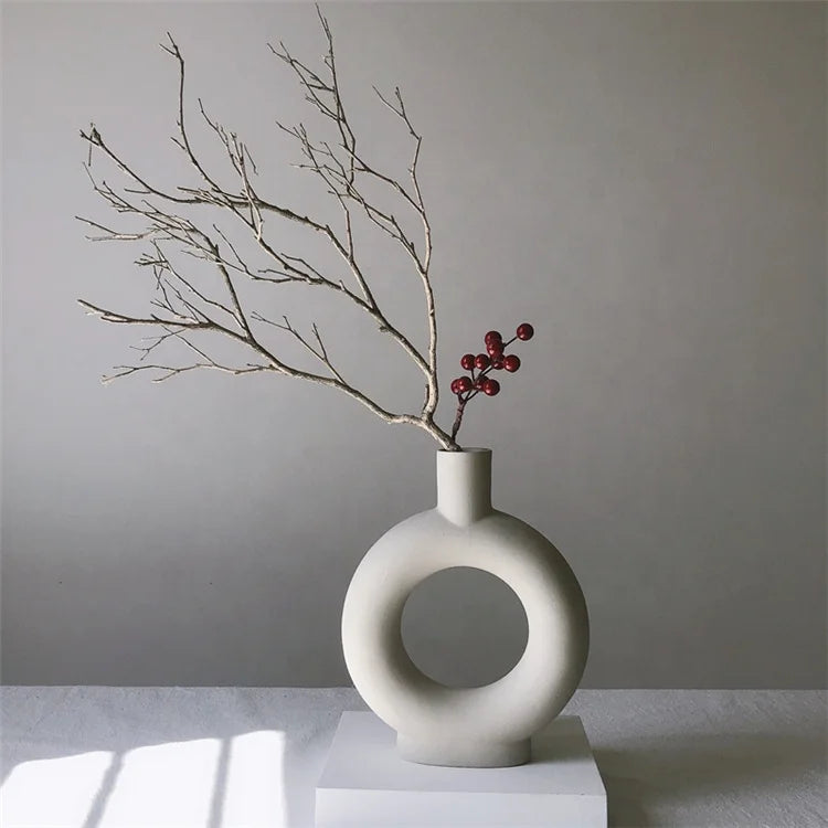Nordic Minimalist Geometric Vase White Ceramic Home Decorative Talbetop Accessories Porcelain Vase