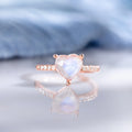 Luxury Beautiful Handmade Jewelry Gemstone Heart Natural Moonstone 925 Silver Ring Engagement Rings