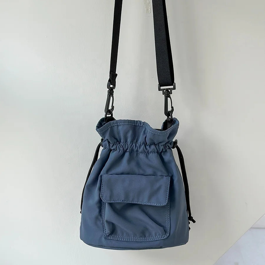 2024 New Style Fashion Handbags Plain Sling Bags for Women Crossbody  Drawstring Ruffles Nylon Tote Bag