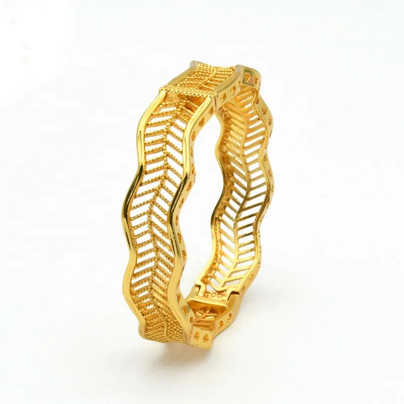 Luxury Dubai Gold Color Bangles Women 24K Gold Plated Fashionable Crystal Rhinestone Indian African Bracelets Charm Wedding