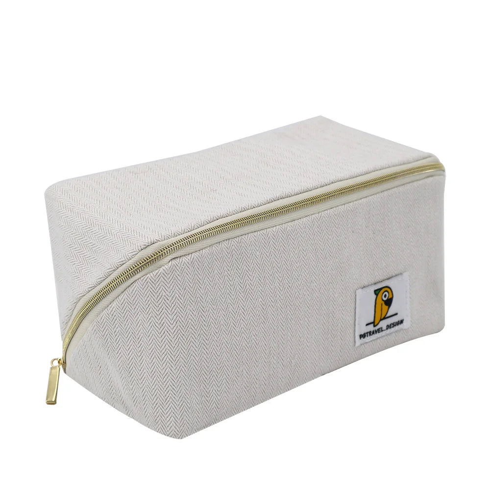 Bio Natural Cotton Waterproof Multi Functional Rectangular Cosmetic Storage Bag Cute Cosmetic Make up Case Bag for Ladies