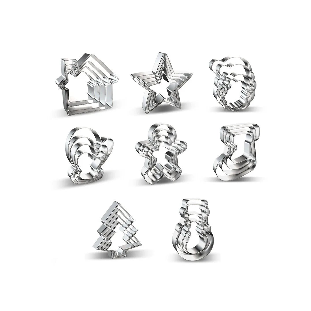 4pcs Cookie Molds Baking Tools Merry Christmas Santa Stainless Steel Cookie Cutter