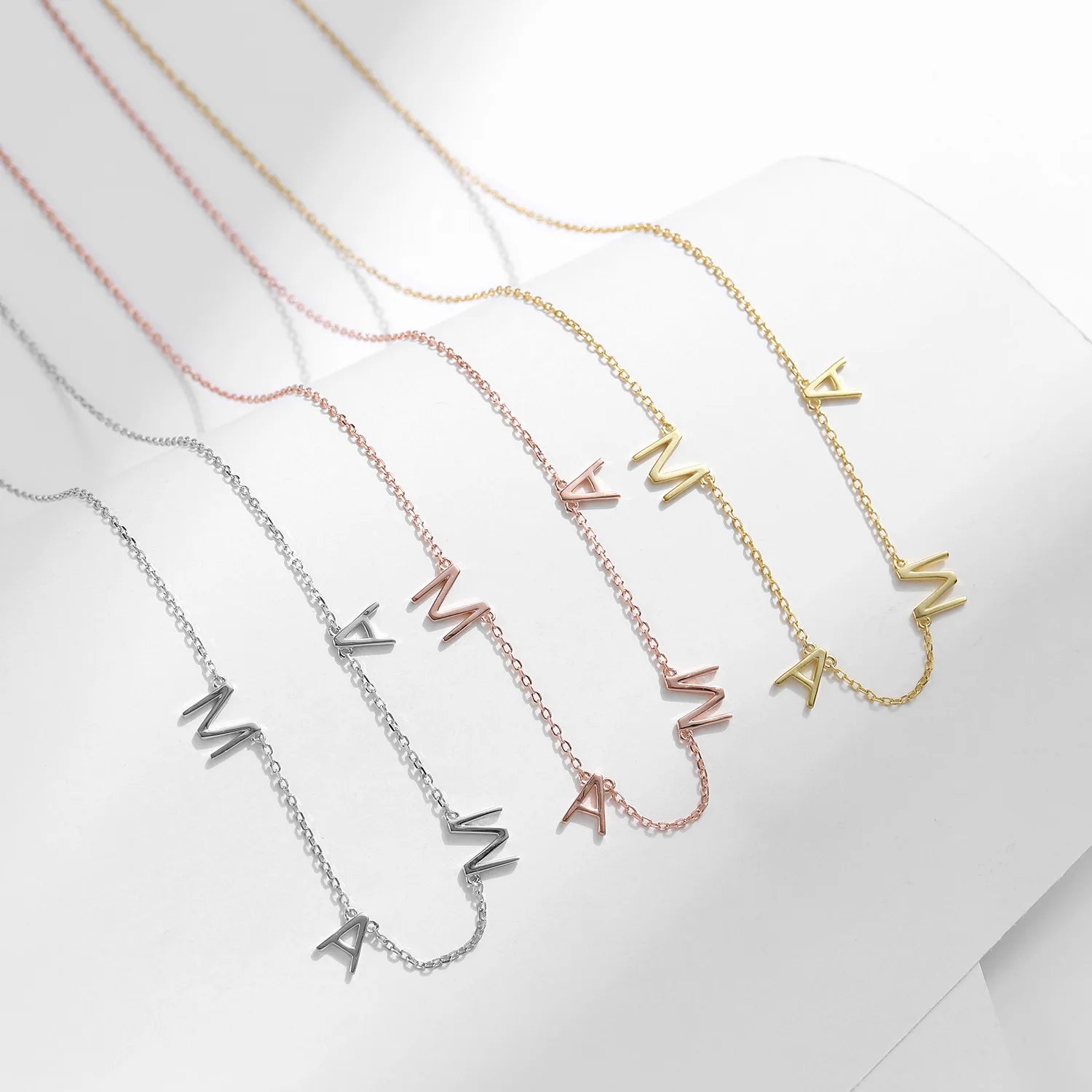 NEW Fashion Minimalist Jewelry 925 Sterling Silver Letter Necklace Gold Plated Necklaces for Women Mother's Valentine's Day Gift