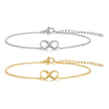None Fading Double Layer Link Chain Bracelet 18K Gold Plated Titanium Steel Infinity Statement Charm Bracelet Anklet for Ladies