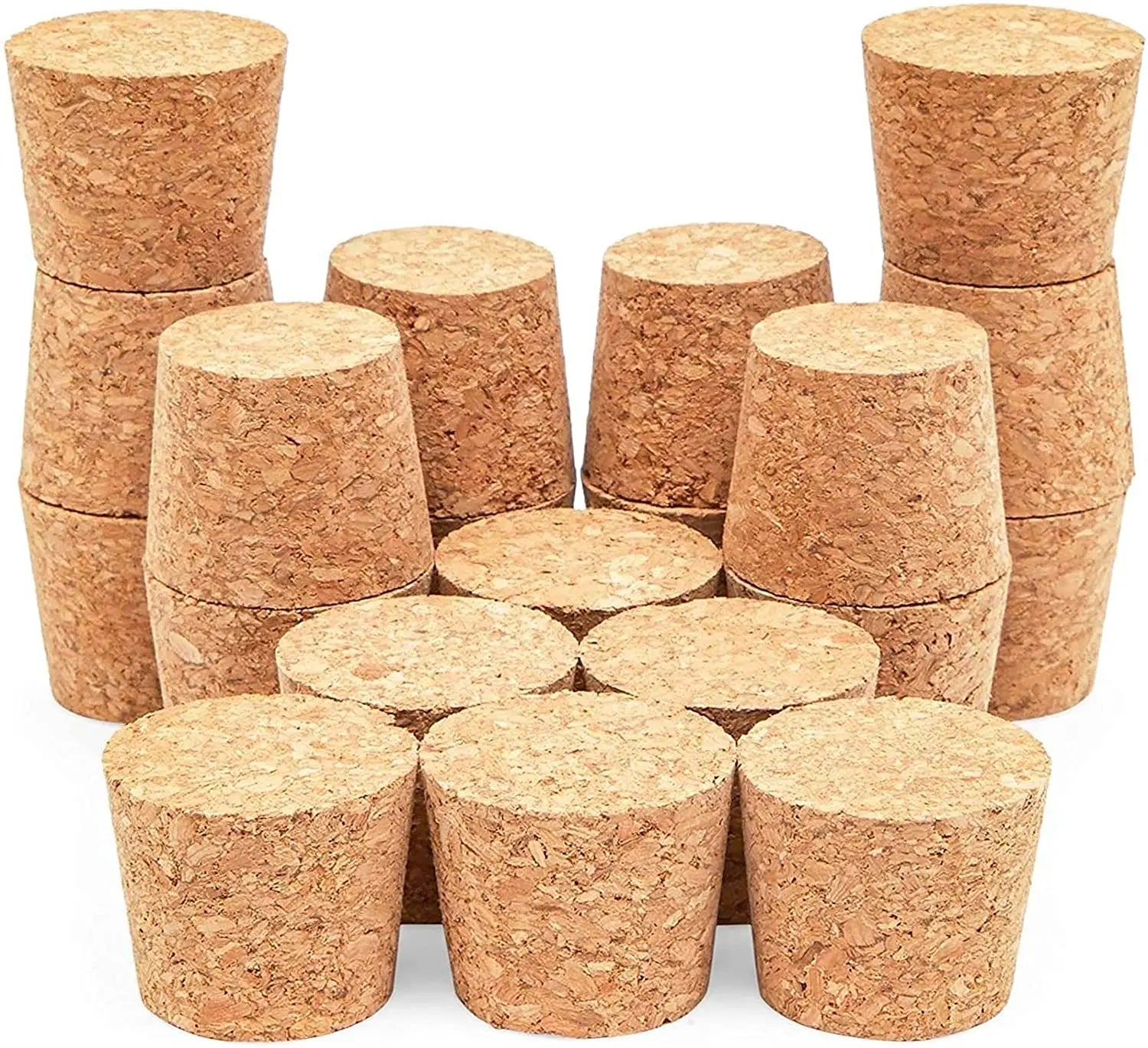 Factory Wholesale Customizable Agglomerated Tapered Cork Stoppers Lids Screw Cap for Bottles Jars Flasks Packaging