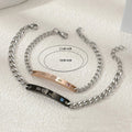 Custom Logo Engrave His Beauty Blue Pink Zircon Lovers Couple Bracelet Chain Stainless Steel His Queen Her King Bracelet