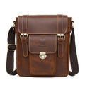 OEM/ODM Custom Logo Stylish Retro Crazy Horse Genuine Leather Men's Messenger Bags with Cellphone Pouch