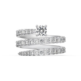 Dylam Dazzling 925 Sterling Silver Fine Jewelry Rhodium Plated Multiple Layer Jewelry Rings