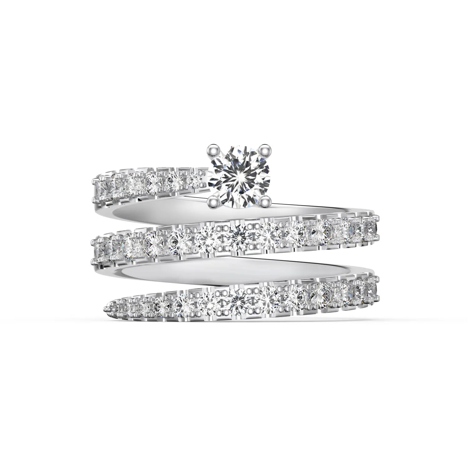 Dylam Dazzling 925 Sterling Silver Fine Jewelry Rhodium Plated Multiple Layer Jewelry Rings