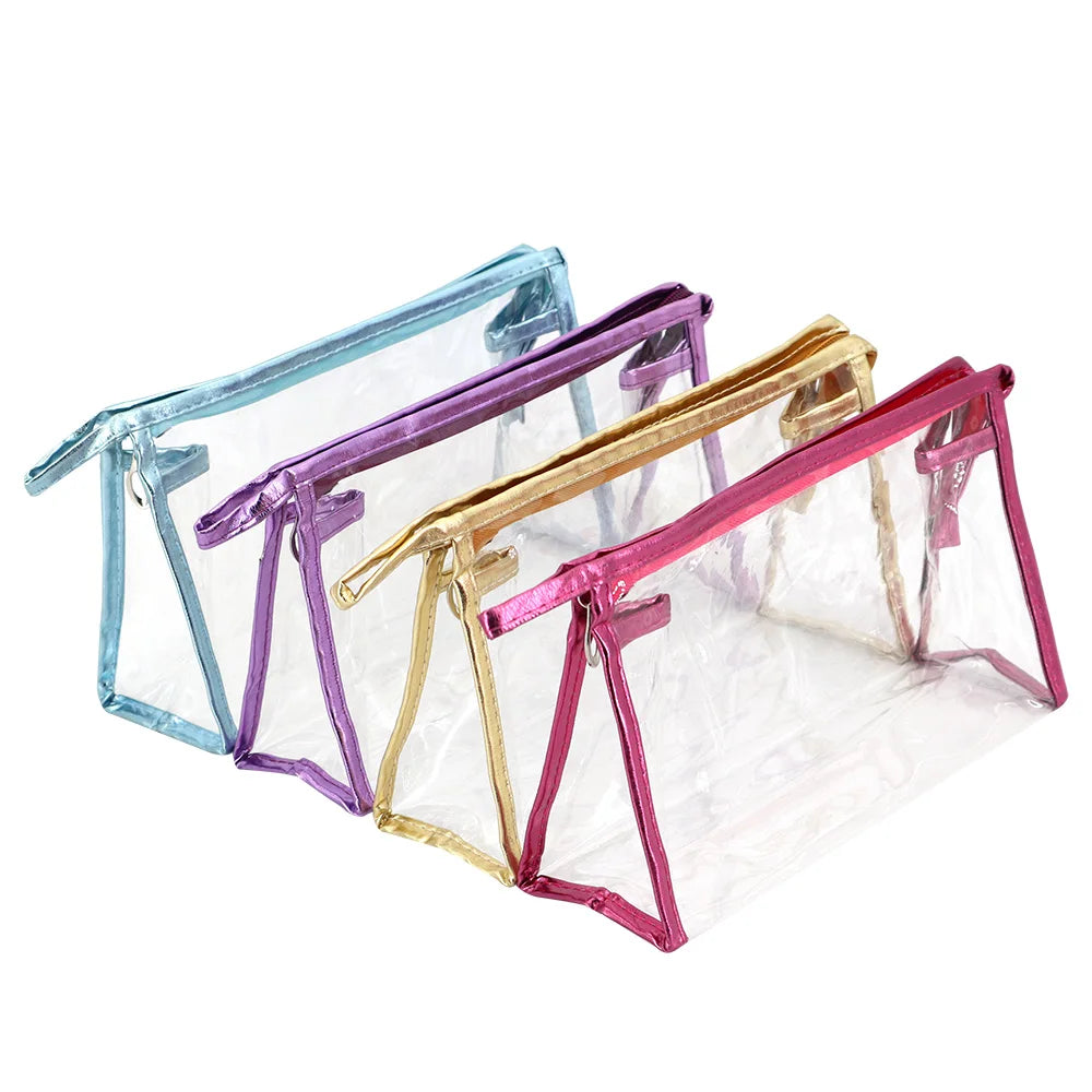Wholesale Transparent PVC Makeup Toiletry Wash Bag Personalized Logo Custom Clear Cosmetic Packaging Bag for Promotional OEM