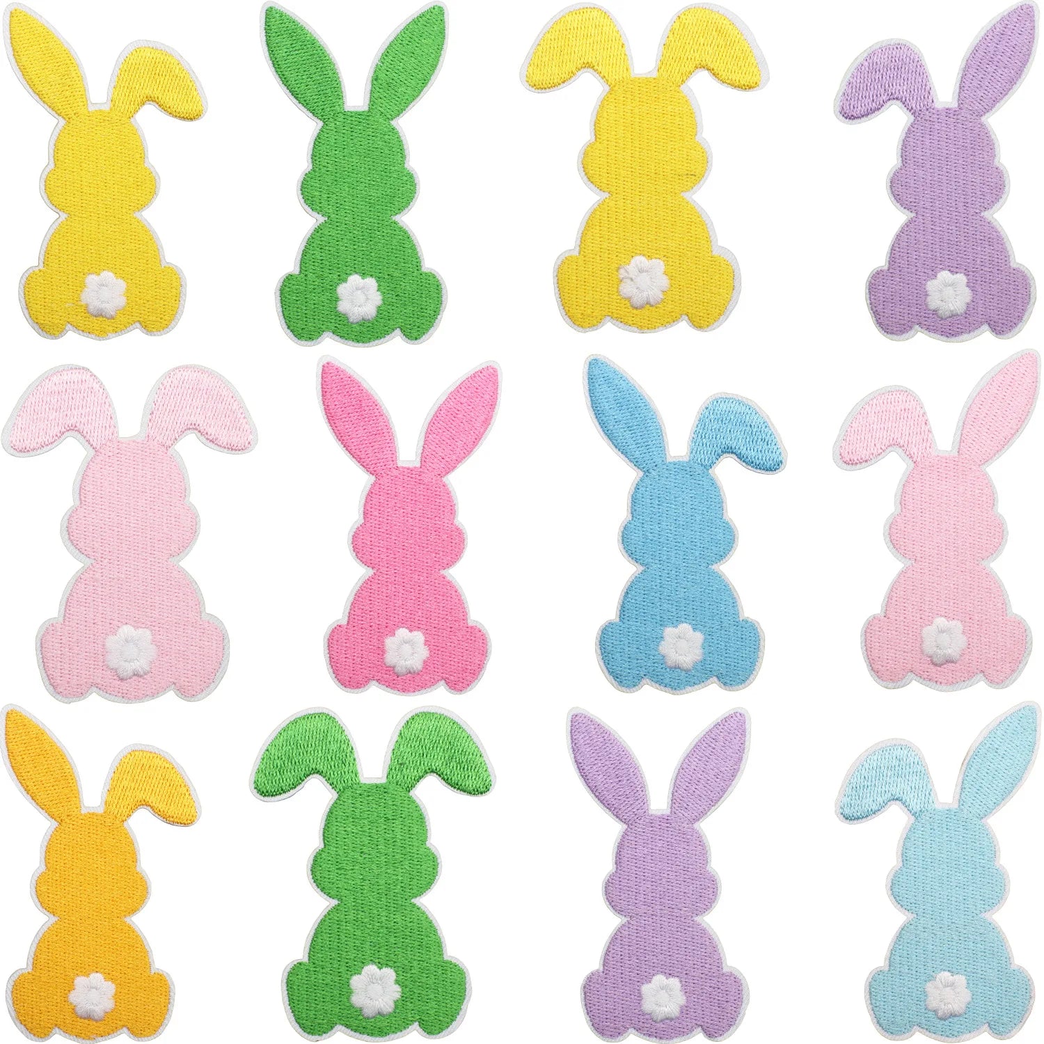 New Stock Iron Embroidered Eco-Friendly Multiple Size Colorful Bunny Flower Heart Easter Patches for T-shirts Hats Decoration