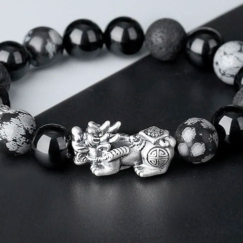 Natural Obsidian Pixiu Hand Skewers Traditional Crystal Crafts Product