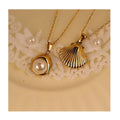 Women Fashion New Design Pearl Necklace 18k Gold Plated Sea Shell Stainless Steel Jewelry