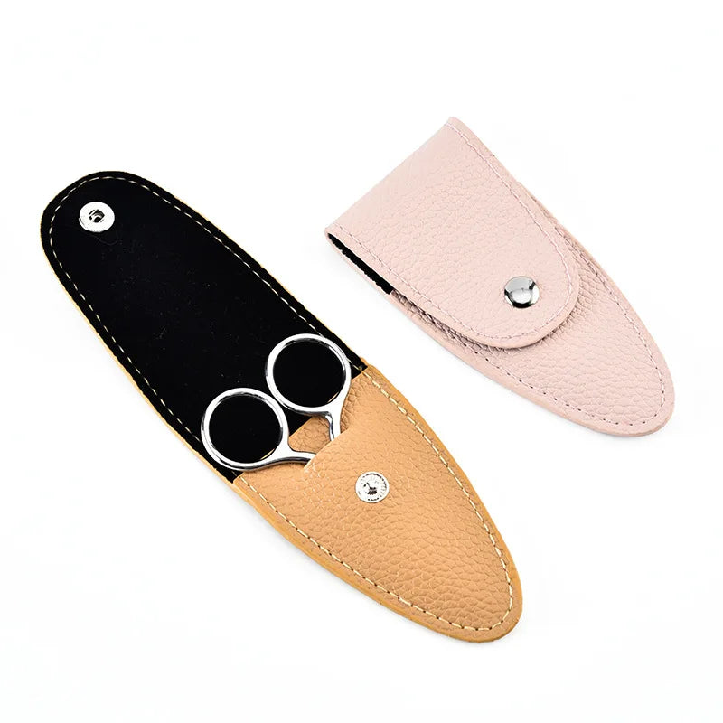 Factory Wholesale Small Scissors Leather Case Beauty Tools Manicure Leather Case Portable Gadget Scissors Protective Cover