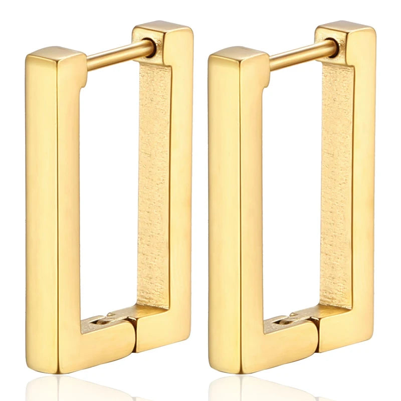 Hot Sale Trendy Stainless Steel Geometric Gold Plated Hoop Earrings Rings for Men Women's Parties Weddings Fashion Jewelry