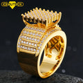 Men's Silver Real Flooded Iced Rounded Square Cluster Ring Hip Hop Pinky Ring Size 7-12 Iced Out Men Ring MegaBDM