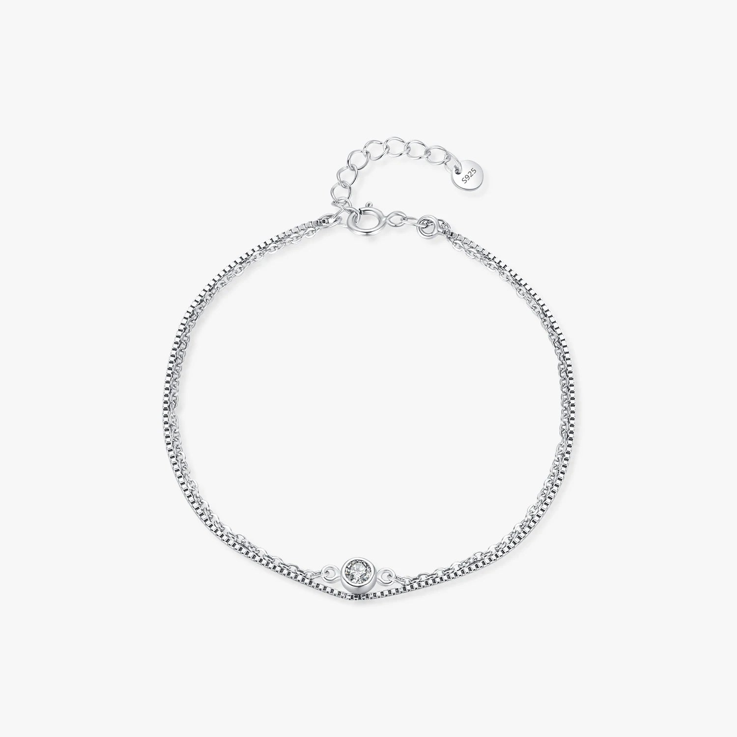 Real 925 Sterling Silver Link Chian Bracelets Party Fine Jewelry Minimalist Double Layer Stackable Bracelet for Women