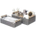 Modern Eco-Friendly Handmade Rectangle Multifunction Paper Rope Woven Grey Storage Baskets with Lining Handle Home Decoration