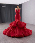 QUEENSGOWN Red Sweetheart Puffy Mermaid Dress Elegant Bow High Quality Satin Pleats Slim Mermaid Evening Party Dresses