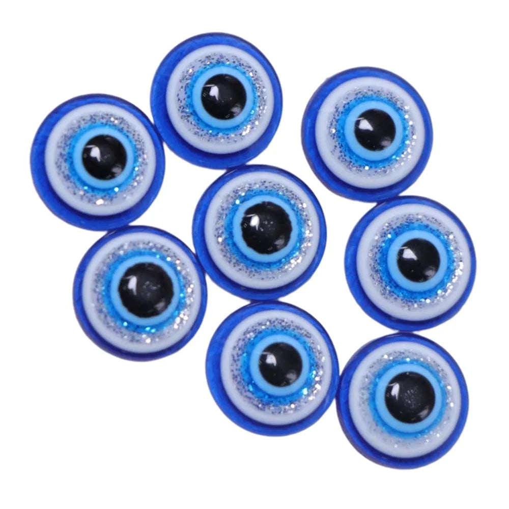 Mixed Dark Blue Flat Evil Eye Beads Round Resin Cabochon for Jewelry Making DIY Charms Beads Bracelets