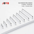 JAYA 304 Stainless Steel U Shaped Cabinet Pull Handles Round Bar Drawer Pulls Multiple Sizes Kitchen Wardrobe Furniture Hardware MegaBDM