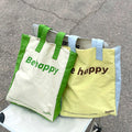 2025 Designer Color Clash Canvas Folding Shoulder Bag Reusable Eco-friendly Shopping Bag with Custom LOGO