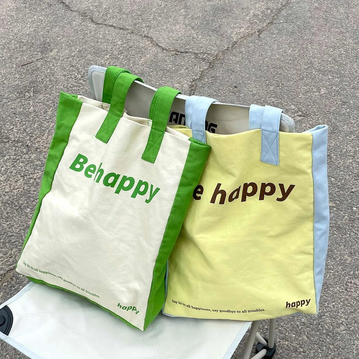 2025 Designer Color Clash Canvas Folding Shoulder Bag Reusable Eco-friendly Shopping Bag with Custom LOGO