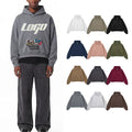 Custom Streetwear Embroidered Print Pullover Vintage Sweatshirt Men Oversized Distressed Heavyweight Cotton Puff Printing Hoodie