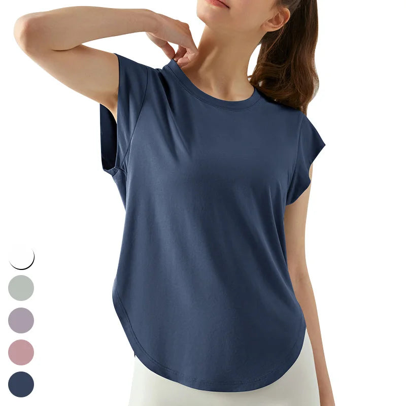 Breathable Workout Tops Loose Running Fitness Top Yoga Clothing Custom Logo Tshirts Short Sleeve Gym Tops Women Sports T Shirt