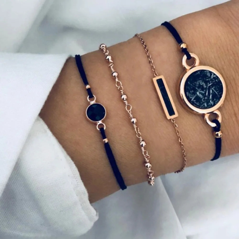 Wholesale Stack Watch Mix Marble Ladies Charm Boho Tassel Bracelet Set Jewelry for Women
