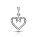 Wholesale Romantic 925 Sterling Silver CZ Stone Heart Pendant Rhodium Plating Women Heart Pendant for Valentine's Day Gift