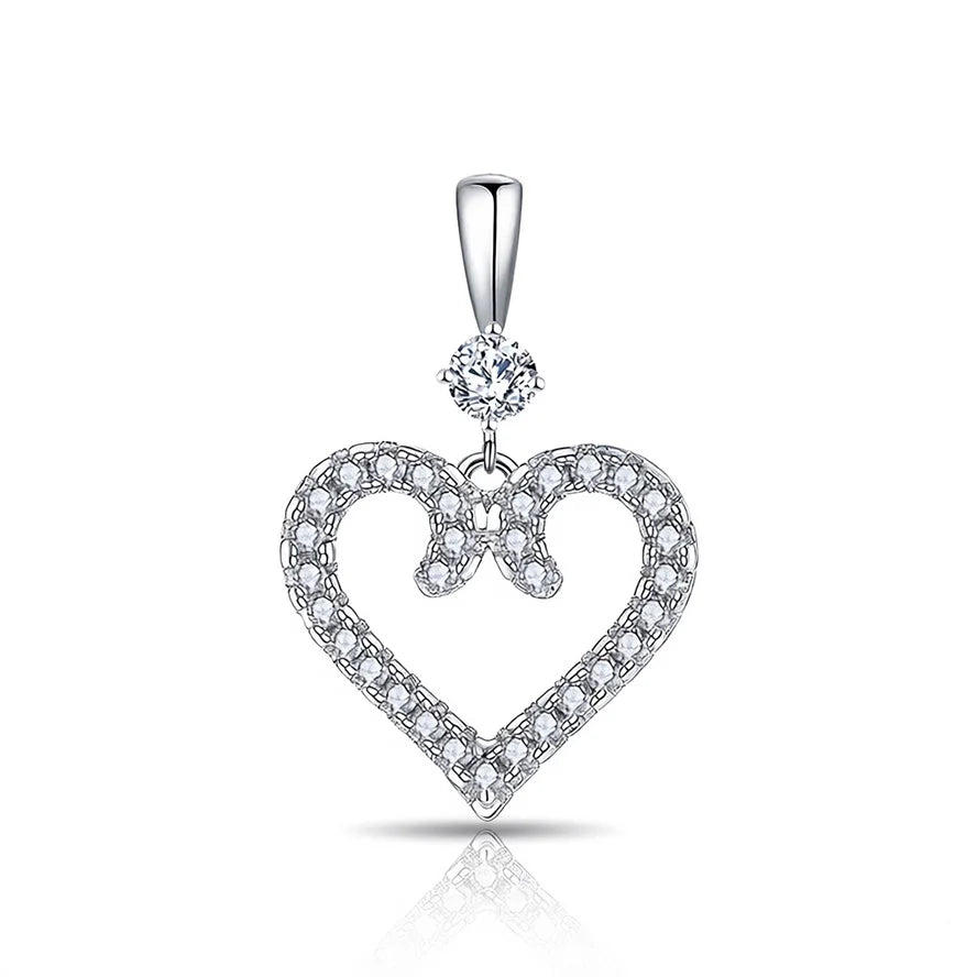 Wholesale Romantic 925 Sterling Silver CZ Stone Heart Pendant Rhodium Plating Women Heart Pendant for Valentine's Day Gift