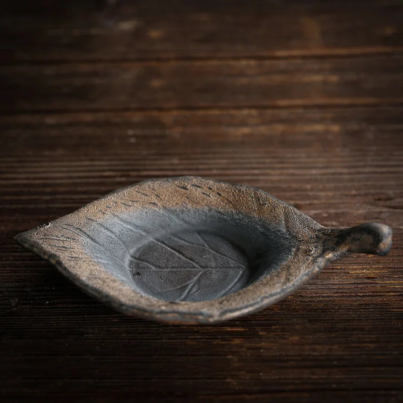 Creative Japanese Stoneware Cup with Handmade Vintage Saucer Heat-Proof Mat Ceramic Kung Fu Tea Ceremony Utensil Set
