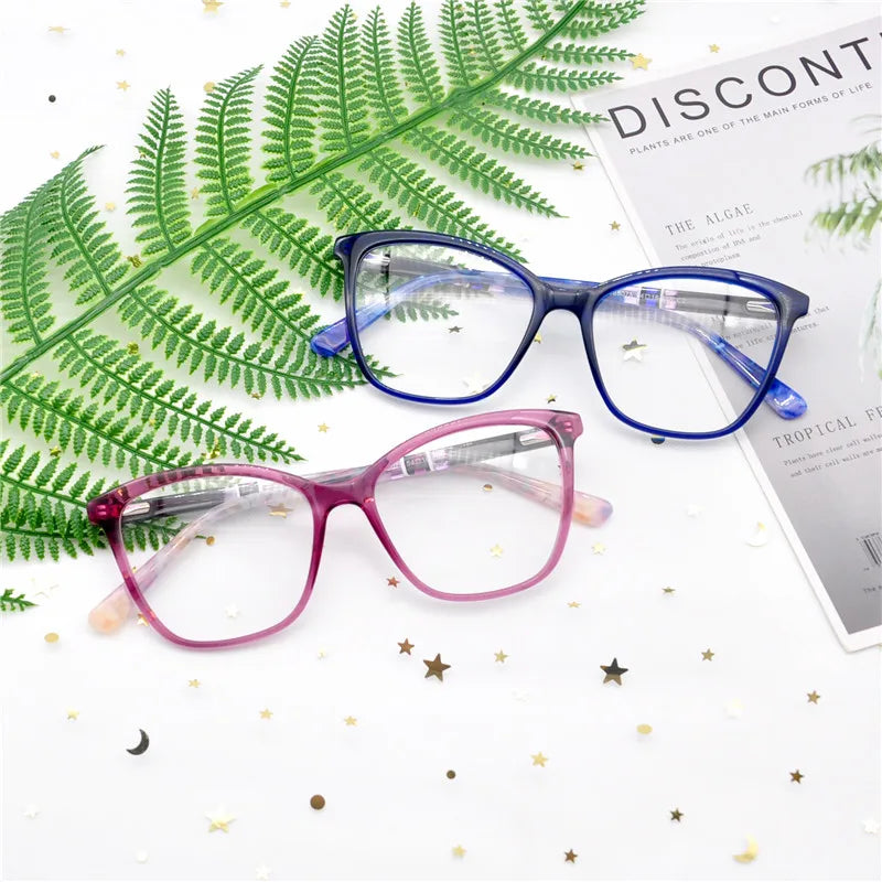 Italian Retro Style Women's Full Rim Acetate Spectacle Optical Eyeglasses Frames