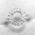 Sterling Silver 7mm/8mm/9mm/10mm Semi Mount Ring Empty Frame Blank S925 Claws Setting Base Without Center Stone for DIY Inlay