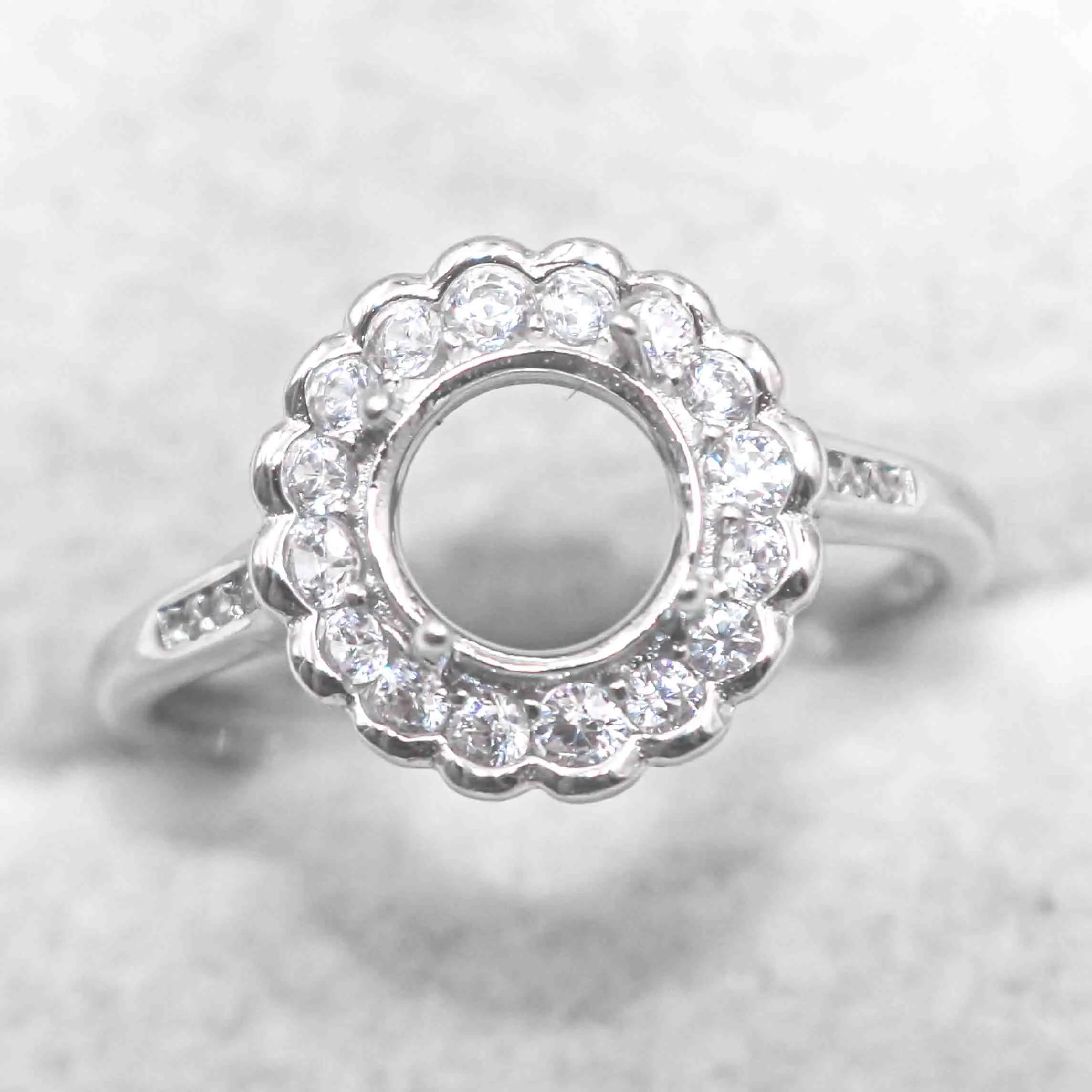 Sterling Silver 7mm/8mm/9mm/10mm Semi Mount Ring Empty Frame Blank S925 Claws Setting Base Without Center Stone for DIY Inlay