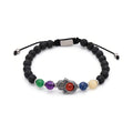 7 Chakra Natural Gemstone Yoga Healing Bracelet Men 8mm Lava Stone Hamsa Hand Devil Eye Beaded Stretch Protection Jewelry