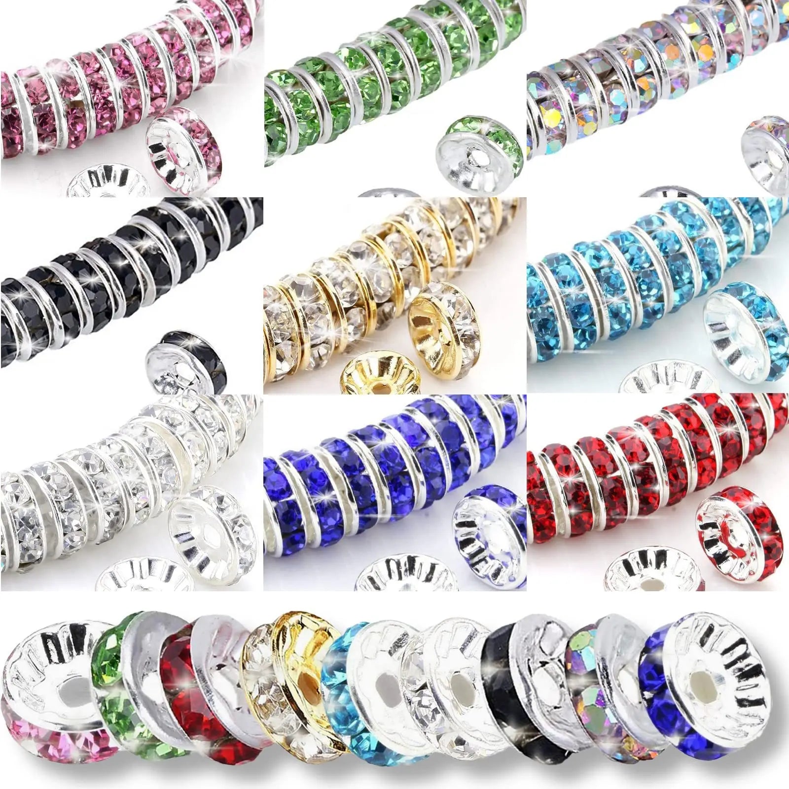 Wholesale 8mm Rhinestone Ball Beads Hot Sale Spacer Bead Rhinestone Balls for Bracelet Making