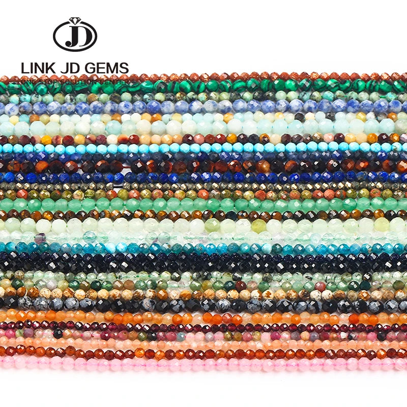JD Wholesale 2 3 4MM Natural Faceted Tiny Gemstones Loose Beads Agates Crystal ForJewelry Making Beadwork DIY Bracelet Necklace