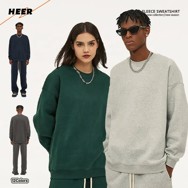 Fashion Custom Oversized Unisex Heavyweight Jumper Men Drop Shoulder Blank Crewneck Sweatshirt